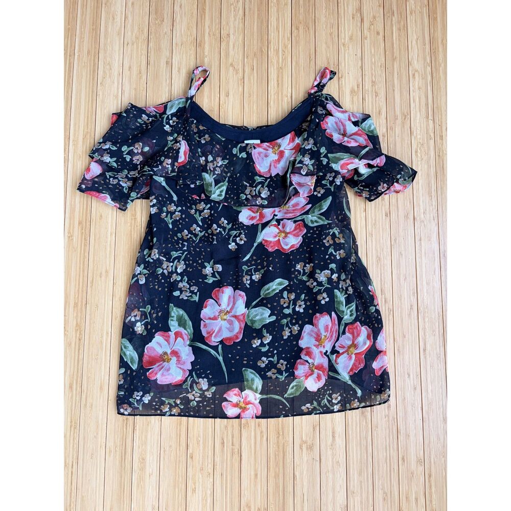 CAbi Fairytale Blouse Floral Cold Shoulder Top Women’s Medium M